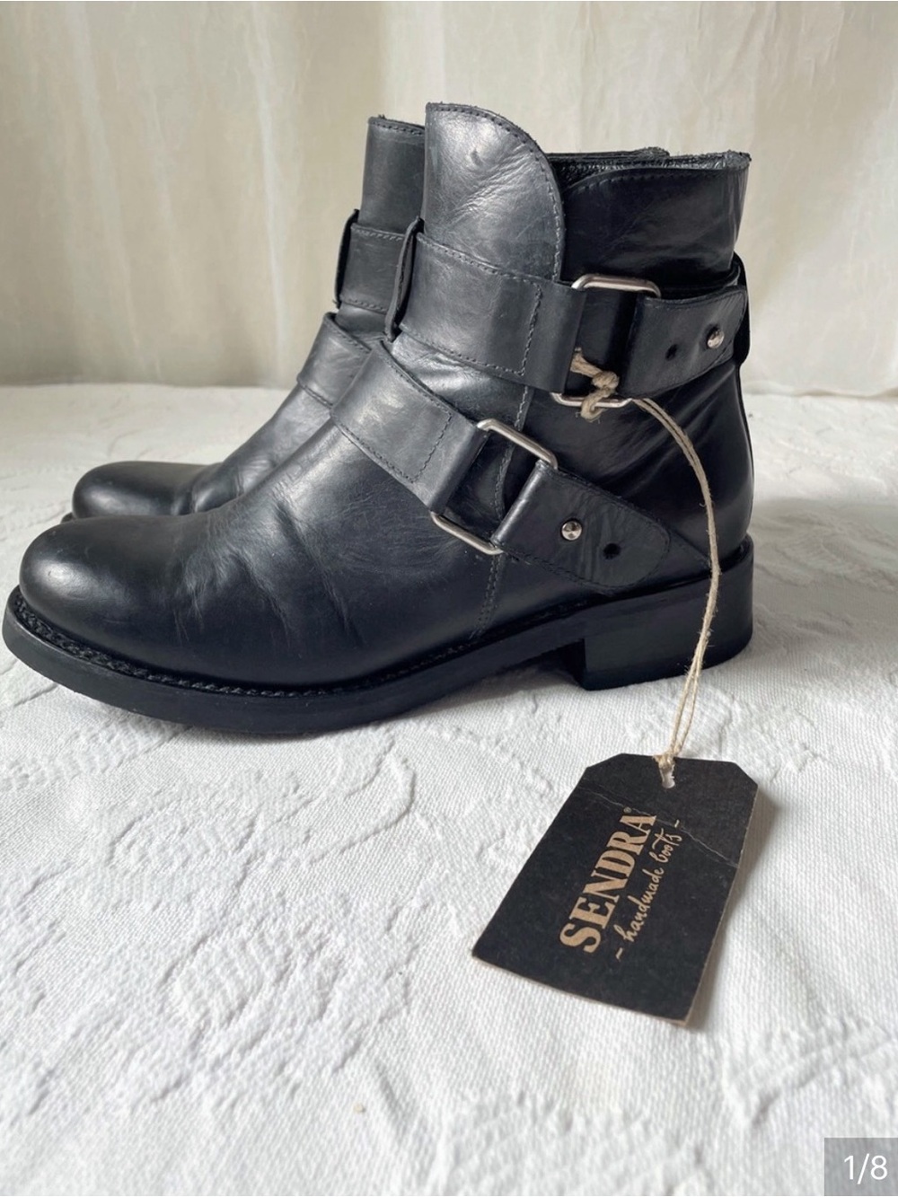 Sendra Wrap London Black Leather Harness Ankle Boots Size UK 5 US 7